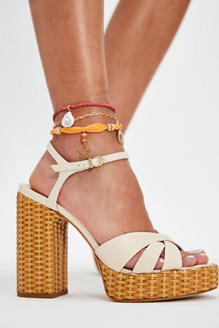 Keefa Straw Platforms by Schutz at Free People in White, Size: US 7