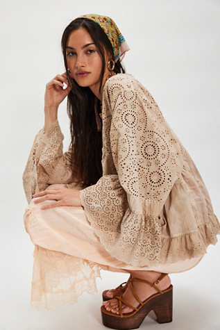 Magnolia Pearl Eyelet Dea Blouse at Free People in White