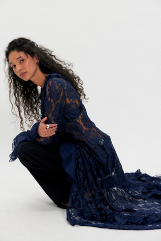 Heirloom Maxi Top by Free People in Blue, Size: S