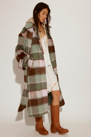 Dalton Woolen Coat Jacket by Free People in Green, Size: L