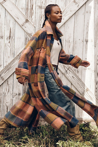 Dalton Woolen Coat Jacket by Free People in Orange, Size: XS