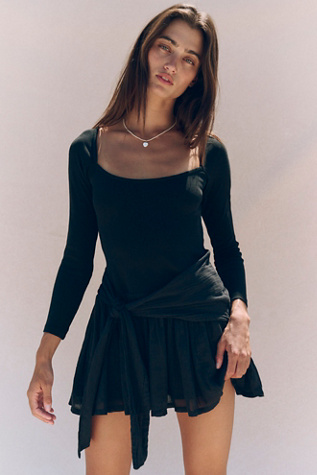 Lexi Drop-Waist Mini Dress by free-est at Free People in Black, Size: M