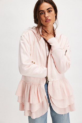 Piece Of Cake Zip-Up Cardi by Free People in Pink, Size: S
