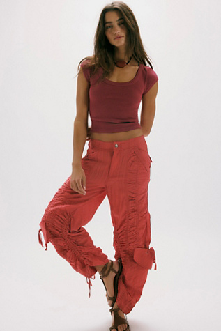 We The Free Scorpio Shir Mid-Rise Cargo Pants at Free People in Red, Size: XS