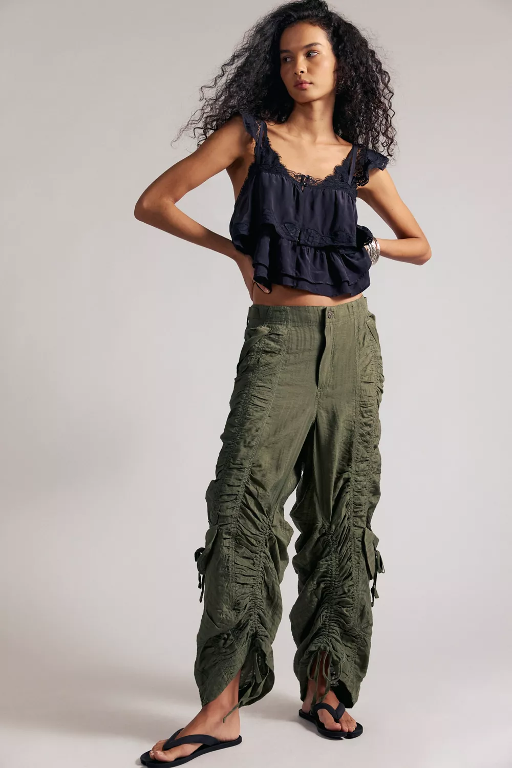 We The Free Scorpio Shirred Mid-Rise Cargo Pants