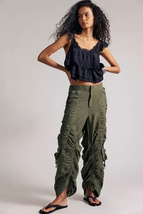 We The Free Scorpio Shirred Mid-Rise Cargo Pants
