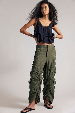 Scorpio Shirred Mid-Rise Cargo Trousers
