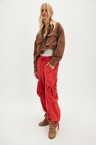 Ashton Full-Length Parachute Pants by Free People in Red, Size: M