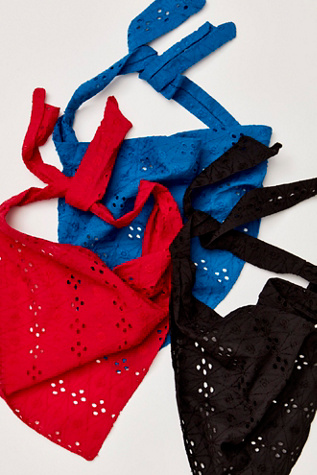 Claro Eyelet Hair Scarf at Free People in Blue