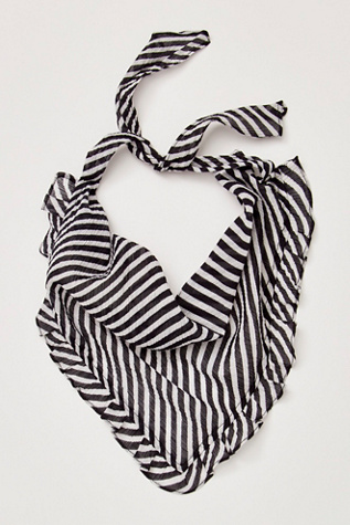Kokomo Stripe Hair Scarf at Free People in Stripe Chiffon Black And White