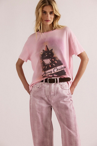 We The Free Merry Meowy Tee at Free People in Pink, Size: S