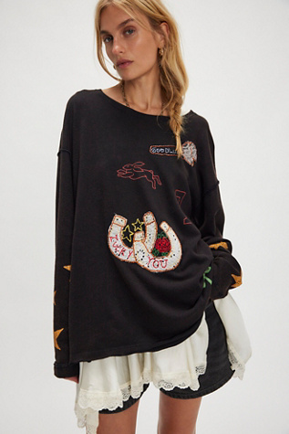 We The Free Lucky 7 Tee at Free People in Black, Size: L