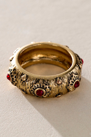 Radar Studded Ring by Free People in Red, Size: US 8