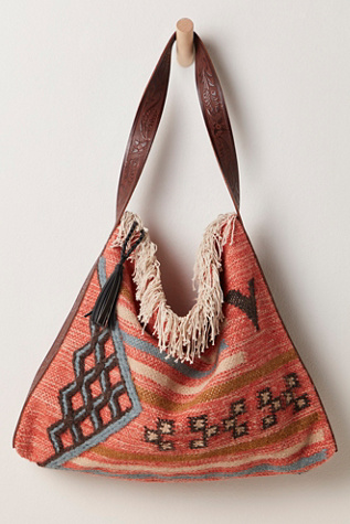 Whimsy Rug Slouchy Tote Bag by Free People in Red