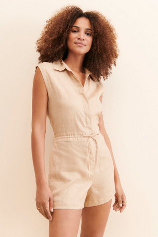 S/W/F Linen Drawstring Romper