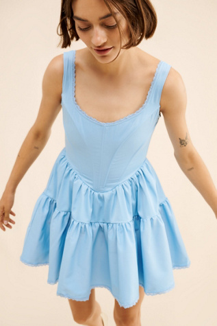 Rare London Lace Trim Corset Tiered Mini Dress | Free People