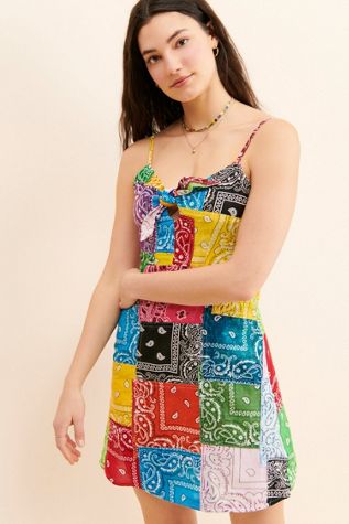 Riley Vintage Bandana Tie-Front Mini Dress