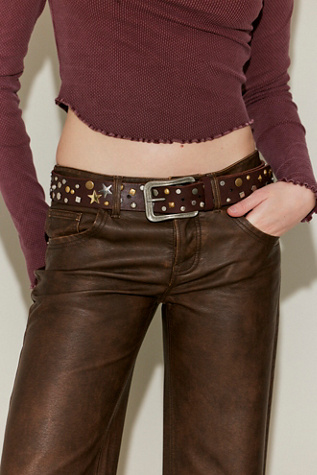 Женский ремень Free People Solstice Stud Belt, цвет: Тёмно-коричневый — фото 3