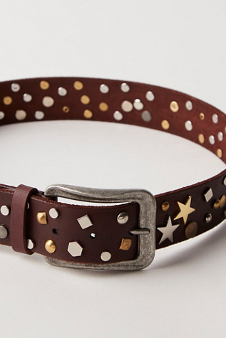 Женский ремень Free People Solstice Stud Belt, цвет: Тёмно-коричневый — фото 2