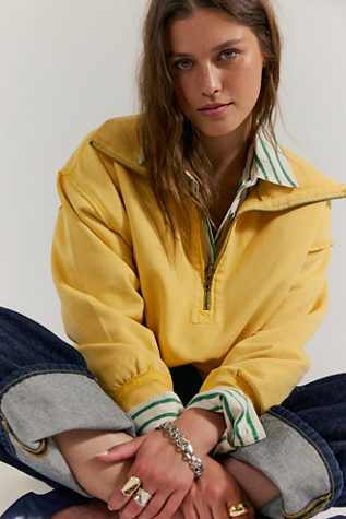 We The Free Parker Half-Zip Pullover at Free People in Yellow, Size: L