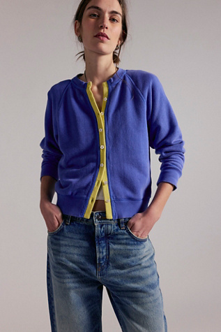 Junior Solid Sweatshirt Cardi by Free People in Blue, Size: M