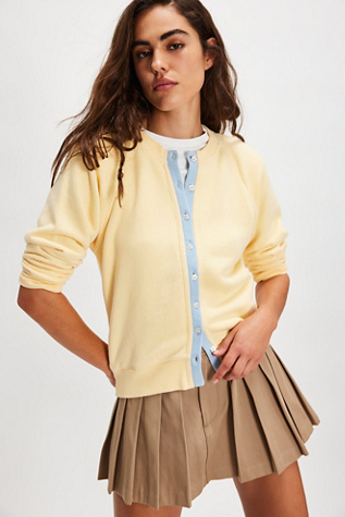 Junior Solid Sweatshirt Cardi by Free People in Gold, Size: L