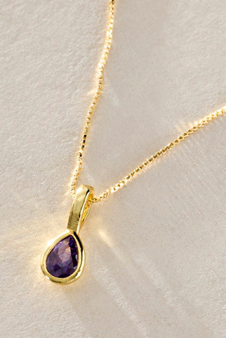 Teardrop Birthstone Necklace by Set & Stones at Free People in Gold