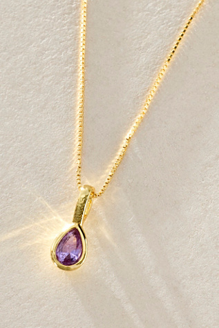 Teardrop Birthstone Necklace by Set & Stones at Free People in Gold