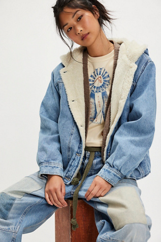 We The Free Asher Cozy Denim Jacket at Free People in Blue, Size: XL