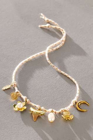 L'Atelier De Liora Charm Anklet at Free People in White