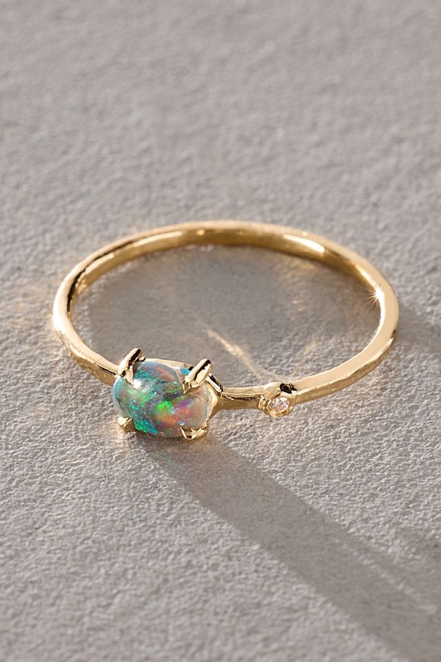 Petite Baleine Wink Ring In Opal & Diamond #1