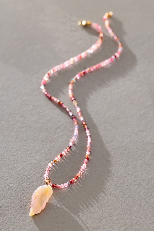Petite Baleine Carved Leaf On Spinel Necklace