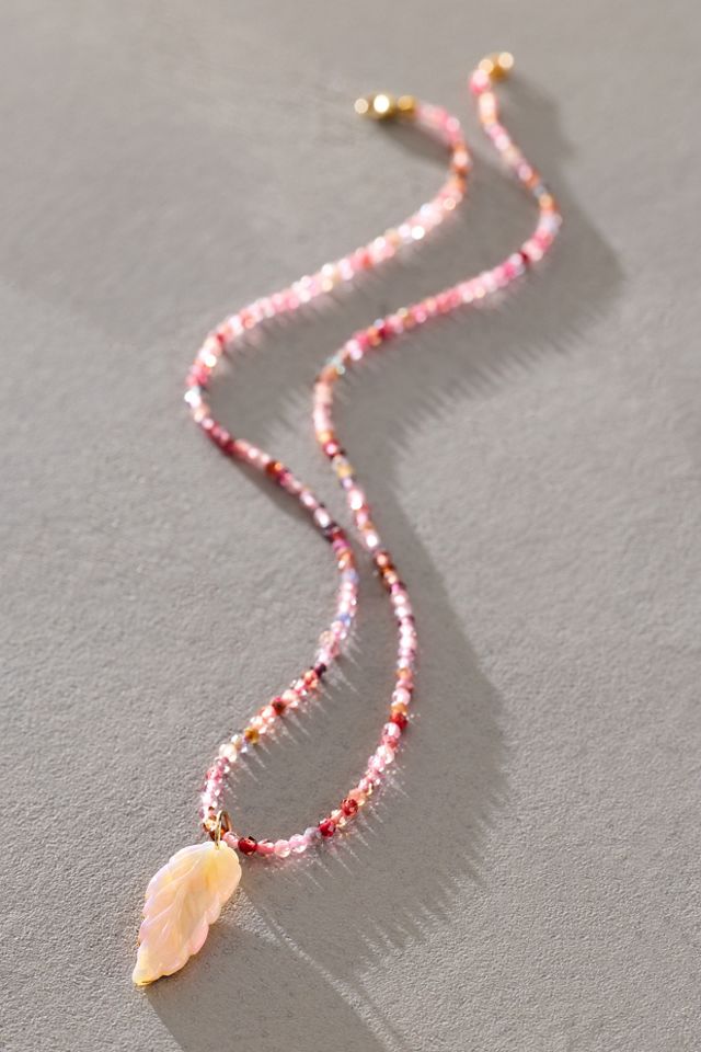 Petite Baleine Carved Leaf On Spinel Necklace #1