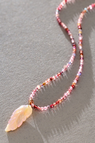 Petite Baleine Carved Leaf On Spinel Necklace
