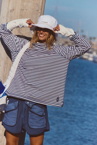 Restoration Yarn Dye Stripe Layer Top by FP Movement at Free People, Sailor Stripe Navy, S