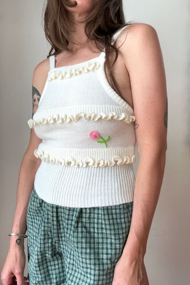 Vintage 1970s Knit Rose Tank Selected by Grievous Angel Vintage #1