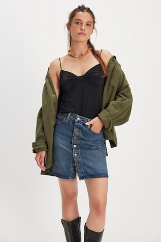 Levi's Retro Button-Front Skirt at Free People in Medium Wash, Size: 28