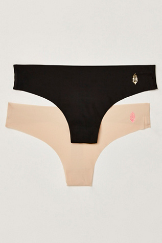 Soft Seamless Thong 2-Pack by Uwila Warrior at Free People in Black, Size: S