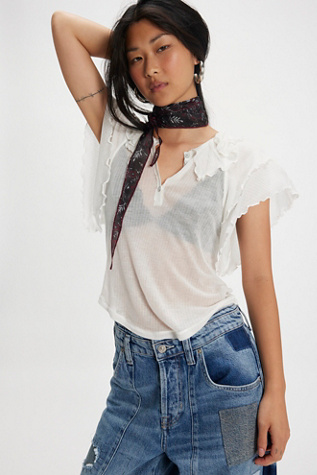 Vivianne Knit Tee by Free People in White, Size: XS