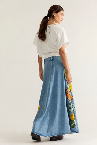 Женская юбка Denim And Bone Floral Denim Maxi, цвет: Индиго — фото 2