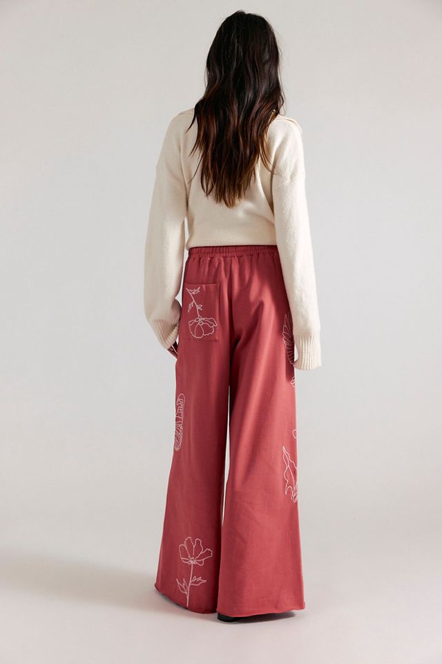 Denim and Bone Floral Joggers #1