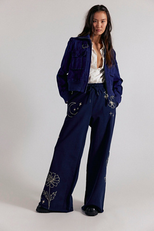 Denim and Bone Floral Joggers