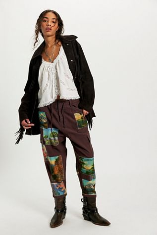 Denim And Bone Wildlife Patched Pants
