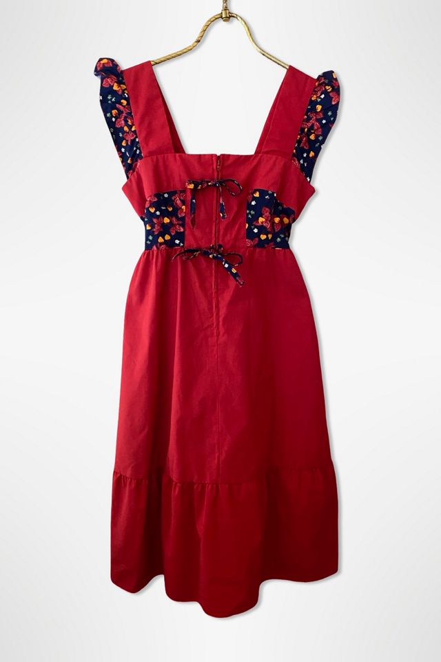 1970s Red Cottage Prairie Dress Selected By Ritual Vintage #2