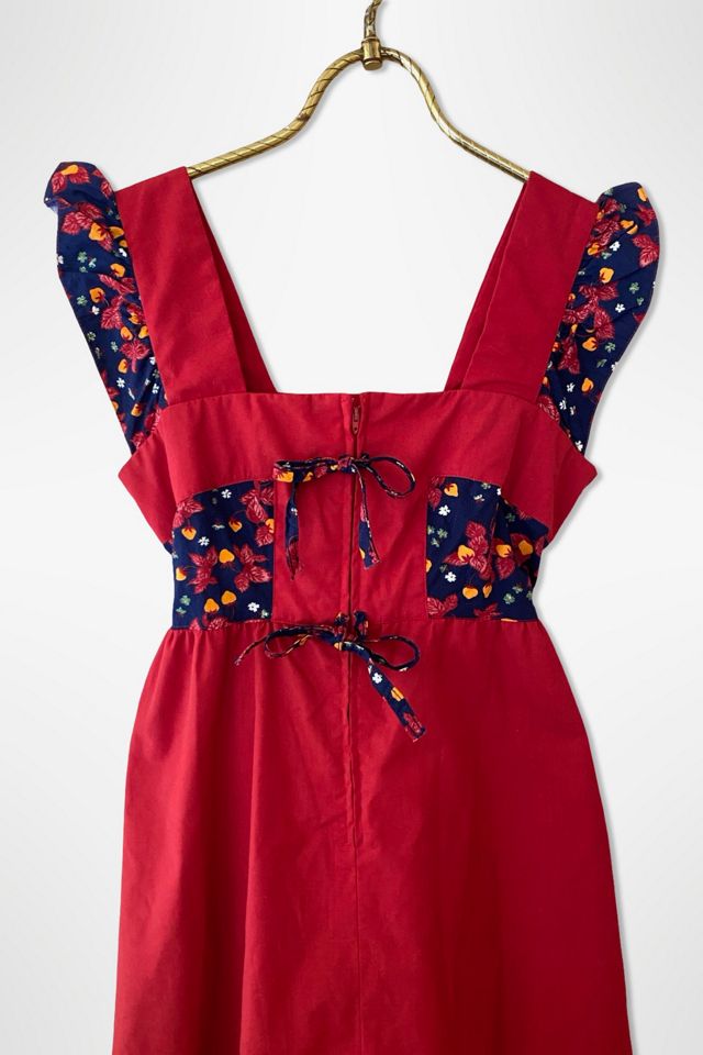 1970s Red Cottage Prairie Dress Selected By Ritual Vintage #3