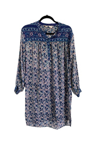 1970s Sheer Cotton Block Print Peasant Dress Selected By Ritual Vintage