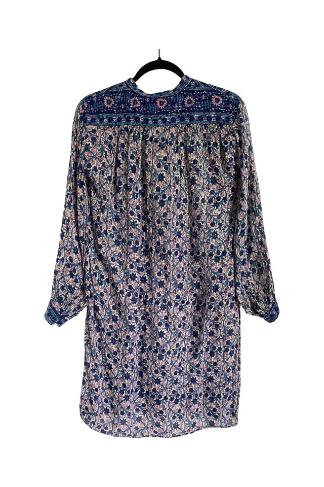 1970s Sheer Cotton Block Print Peasant Dress Selected By Ritual Vintage #1
