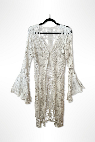 1990s Tape Lace Ribbon Crochet Duster Selected By Ritual Vintage