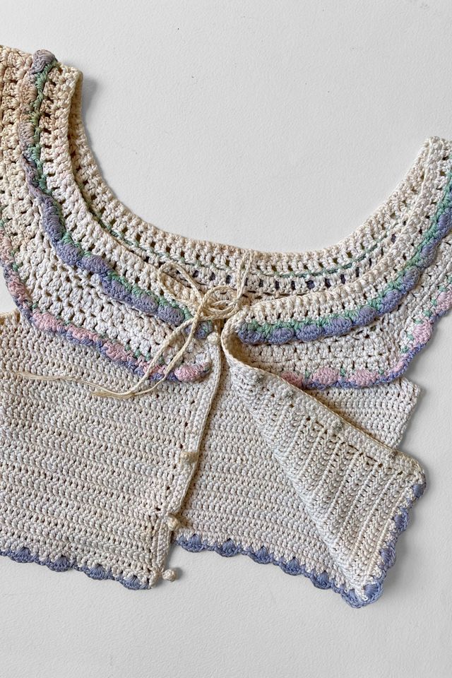 70s Crochet Ruffle Sleeve Fitted Top Selected by MARMALADE #1