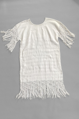 70s Vintage Woven Cotton Fringe Tunic Dress Selected by MARMALADE